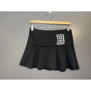 Daisy Skirt Womens Large Black Pleated Skater Stretch Knit B Logo Short